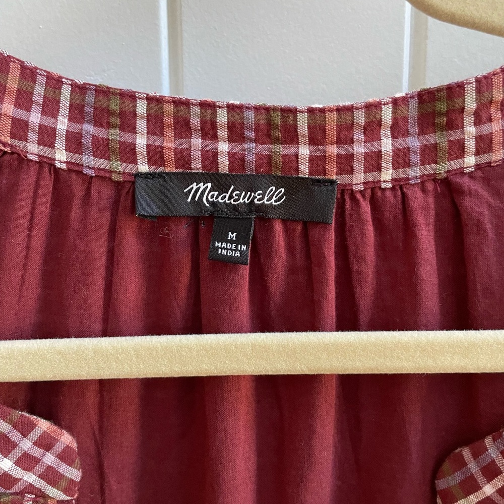 Madewell Red Ruffled Tiered Sundress with Bishop Sleeves - Picture 2 of 3